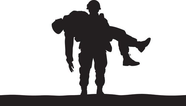 soldier carrying wounded comrade